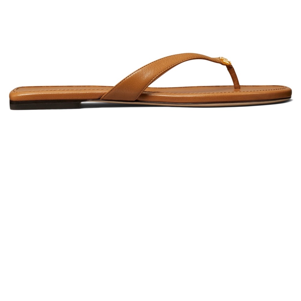 Tory Burch Tan Capri Leather Flip Flop Size 10.5M NIB - Picture 3 of 4